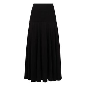 PLAN C Ribbed Waistline Full Skirt Women BLACK Skirts